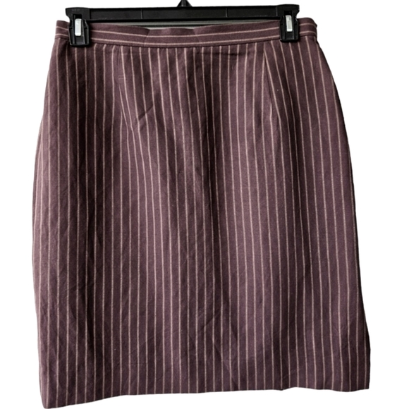 Vintage Holt Renfrew brown pinstripe skirt and pant suit set linen blend size 12 - Picture 11 of 16